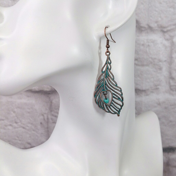 Jewelry - 2 for $15 Boho Bronze Turquoise Patina Earrings~